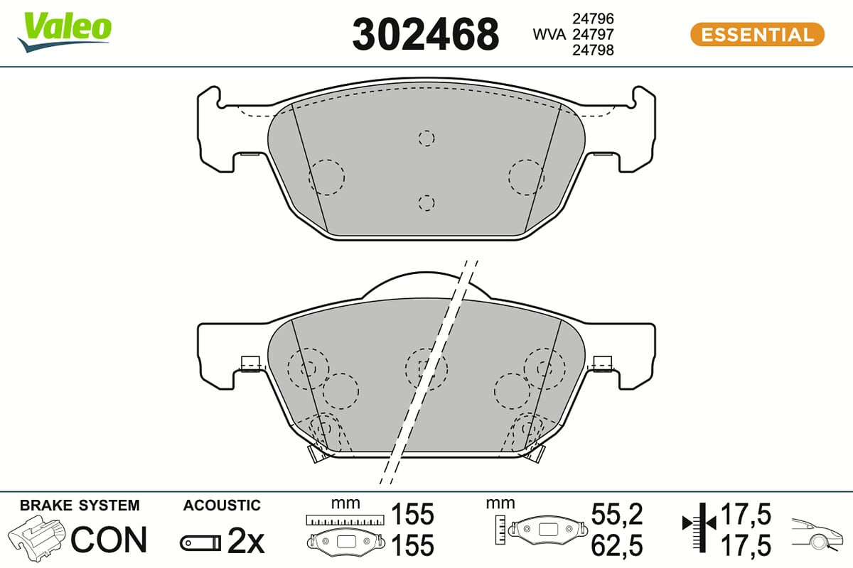 Jeu de 4 plaquettes de frein VALEO ref. 302468